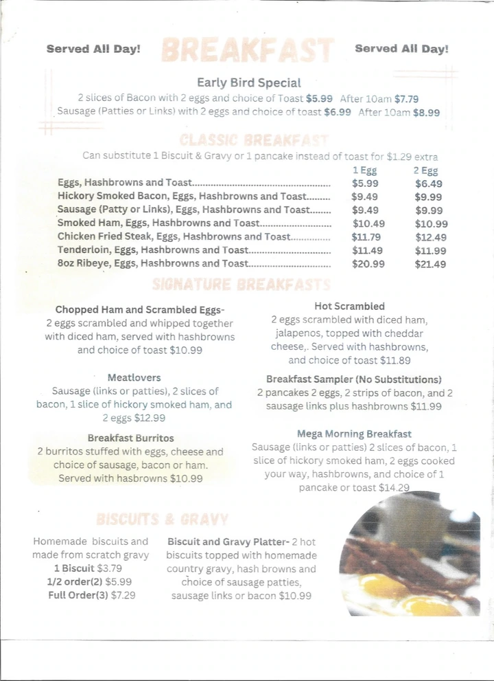 Original printed menu: Breakfast